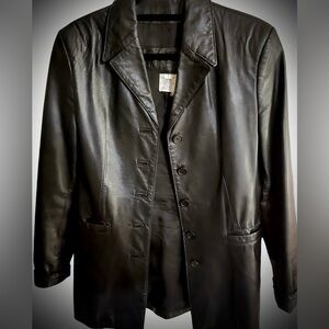 Vintage Leather Ranch Blazer Jacket Size XS / US 1 Black Genuine Leather
